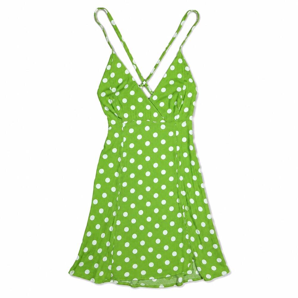 Kimchi Blue Lime Green Polka Dot Mini Dress